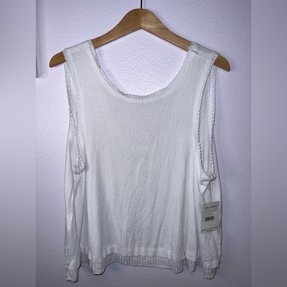 We The Free White Ribbed Tank Top